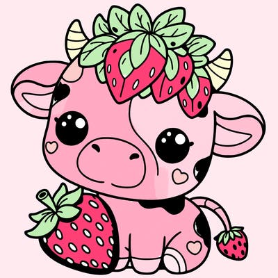 cute strawberry cow