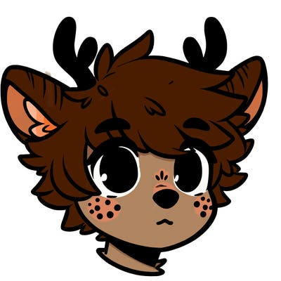 a humanoid deer with soft fluffy ears