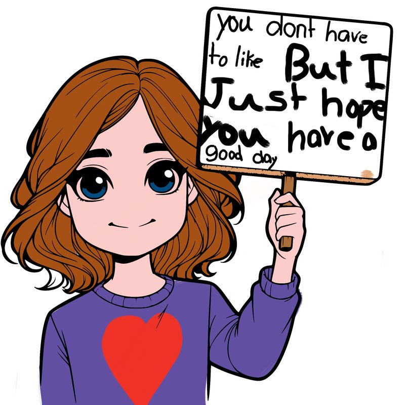 realistic girl holding up a sign