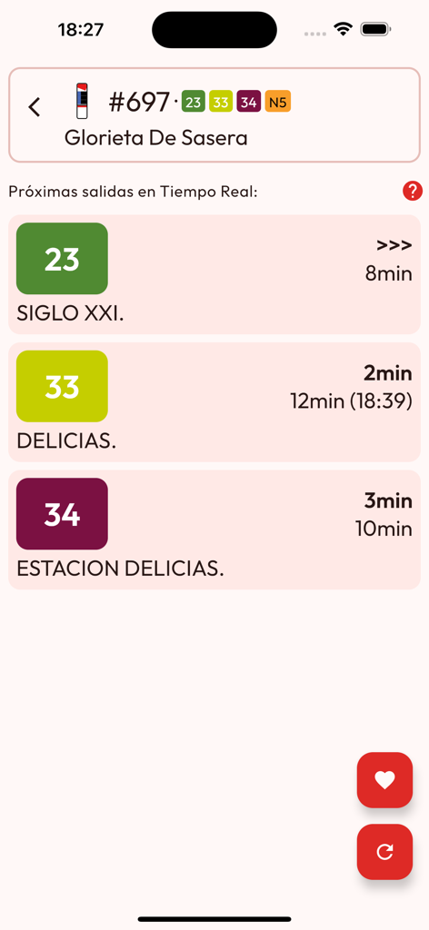 Zaragoza Bus Tranvia Cercanias - Tiempos de llegada de autobuses en tiempo real para la parada Glorieta De Sasera en la aplicación de transporte de Zaragoza.