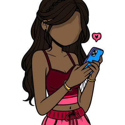 girl with crop top texting on her phone