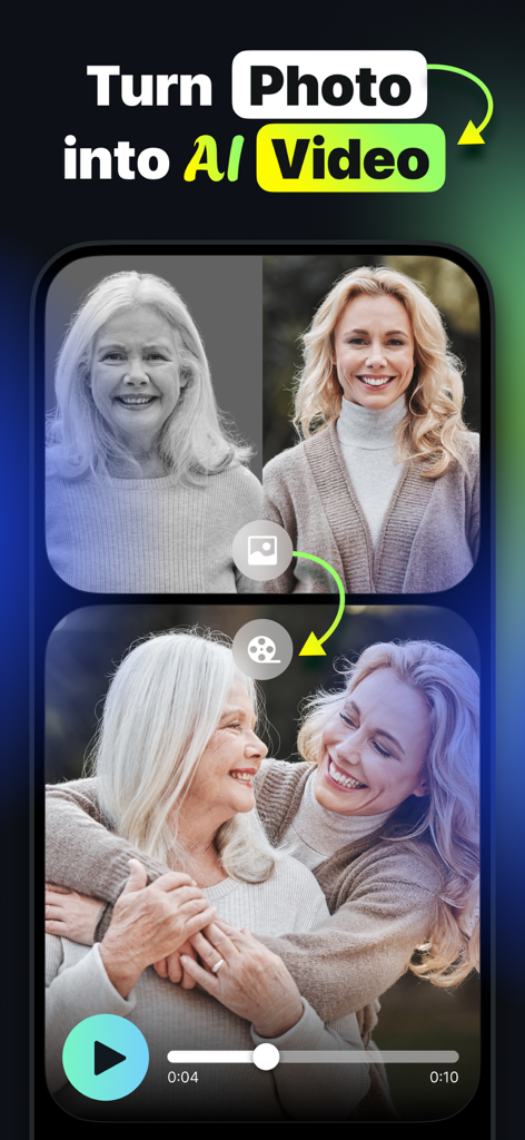 AI Video Maker & Generator - AI Video Maker app interface showing how to transform photos into animated videos