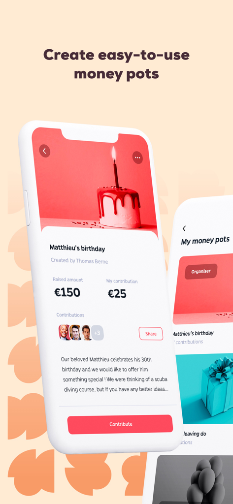 Lyf Pay - Lyf Pay app interface for creating and managing social money pots