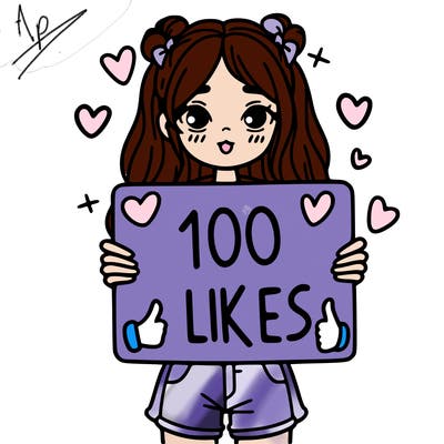girl holding a sign saying 100 likes