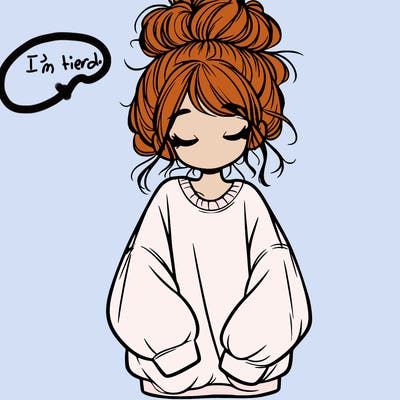 girl with baggy sweatshirt and messy bun