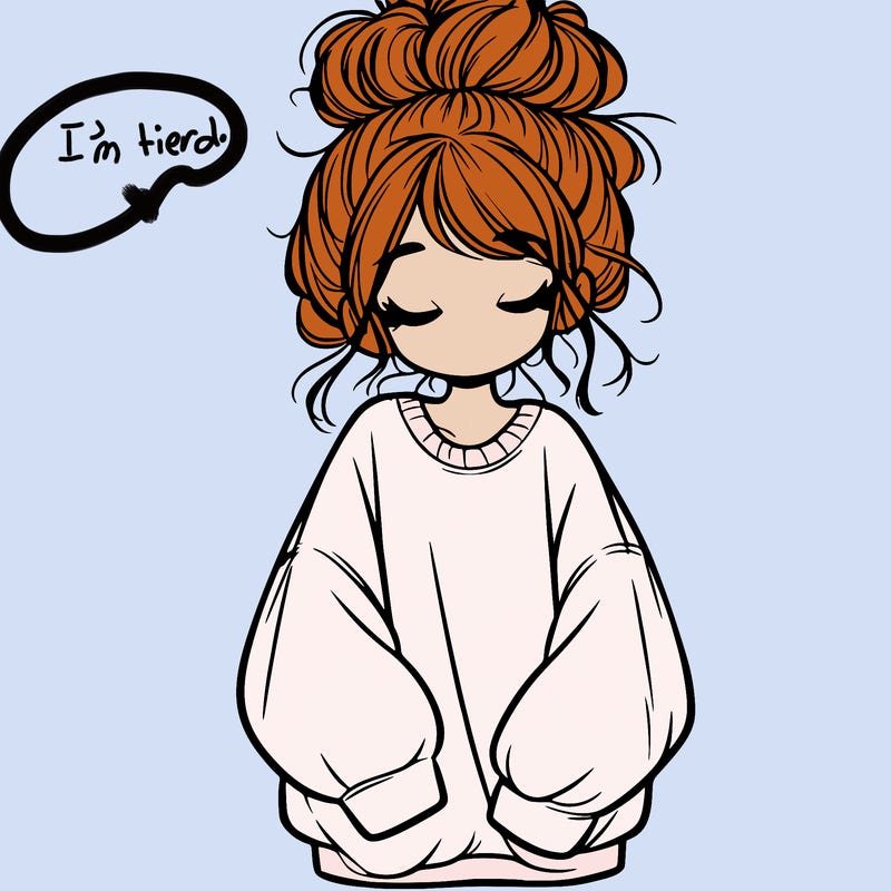 girl with baggy sweatshirt and messy bun