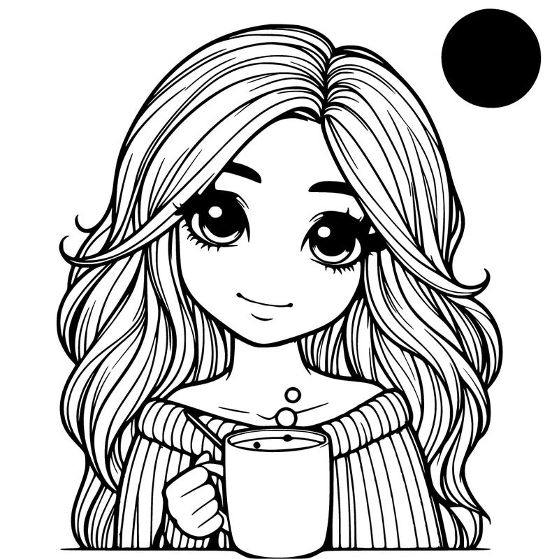 realistic girl with coffee