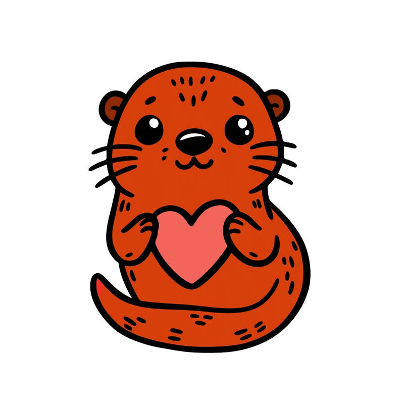 otter with a heart