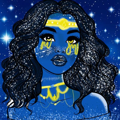 realistic girl with wavy hair and lips