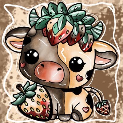 cute strawberry cow