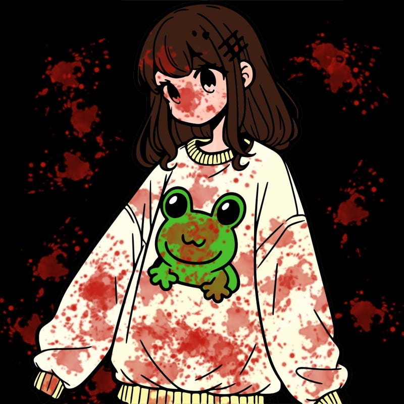girl wearing frogging sweatshirt
