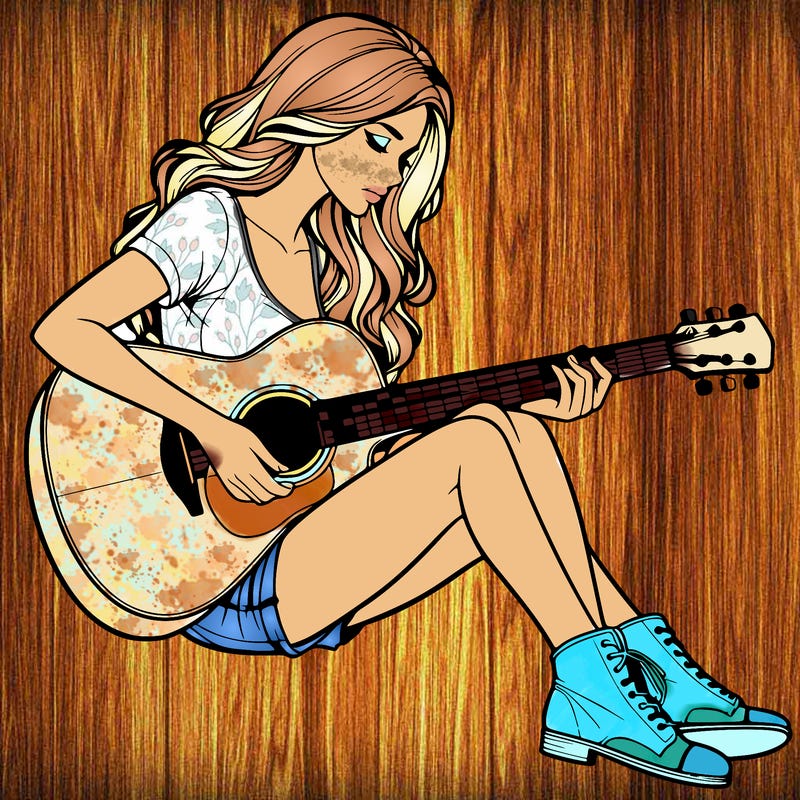 realistic woman play guitar