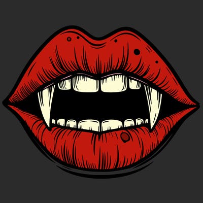 lips with vampire teeth