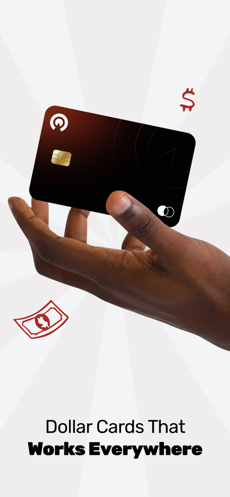 A hand holding a black Mastercard from Aimtoget Wallet with the text Dollar Cards That Works Everywhere