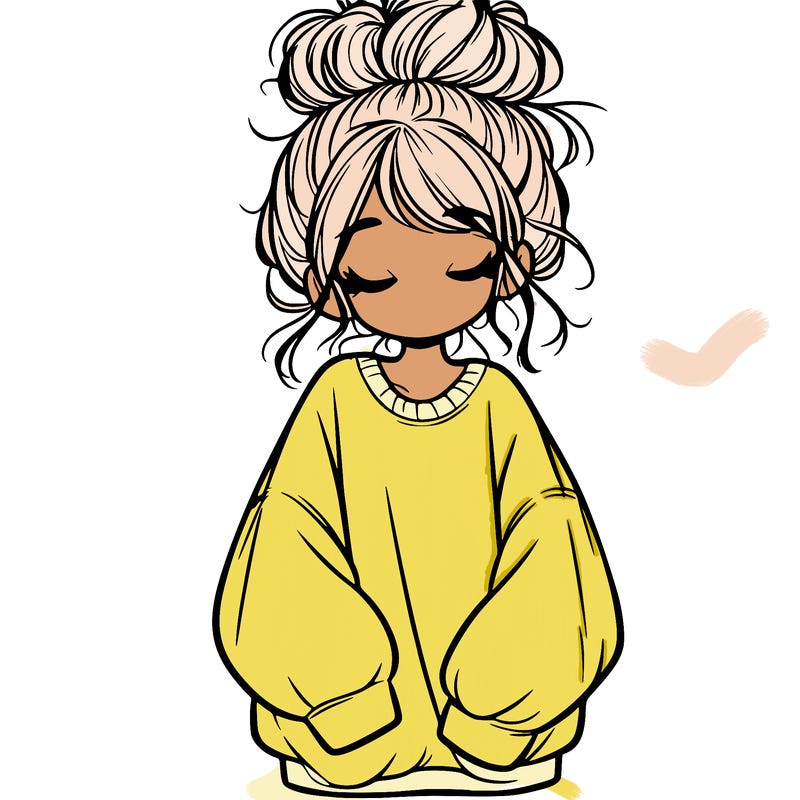 girl with baggy sweatshirt and messy bun