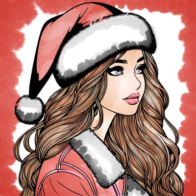 realistic girl in santa hat