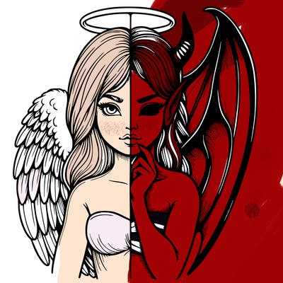 realistic angel half demon