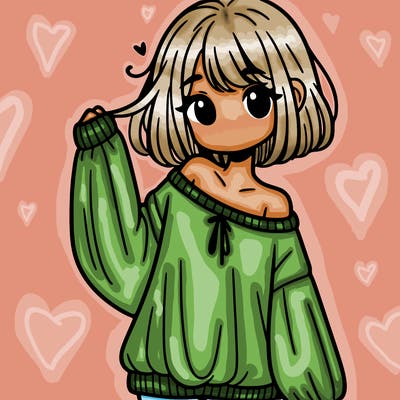 girl in baggy sweater hanging off her shoulder