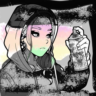 a realistic girl, spray painting