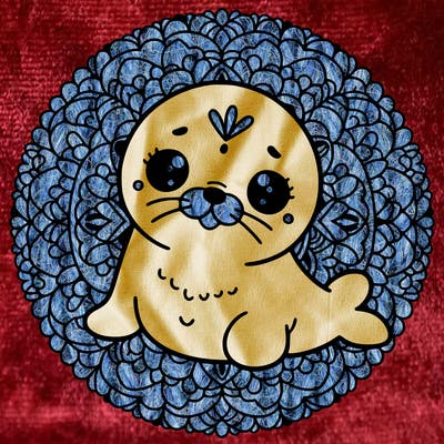 a cute baby seal mandala