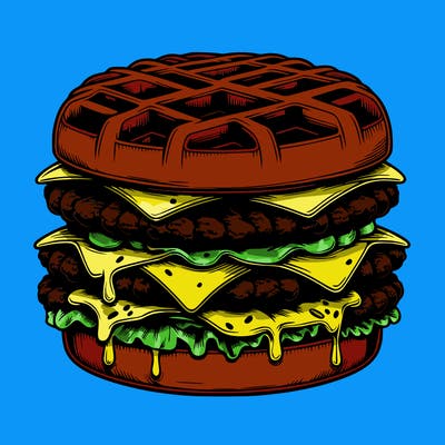 realistic waffle burger