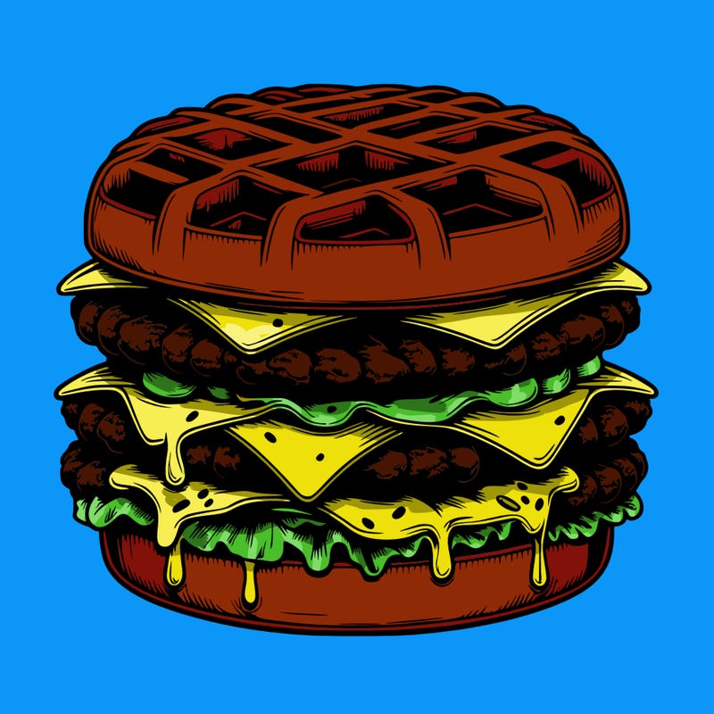 realistic waffle burger