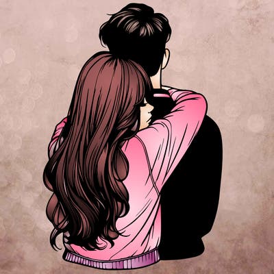 realistic girl hugging boyfriend from back