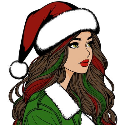realistic girl in santa hat