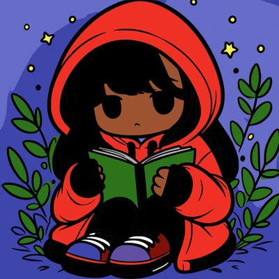 girl in oversized hoodie reading a book