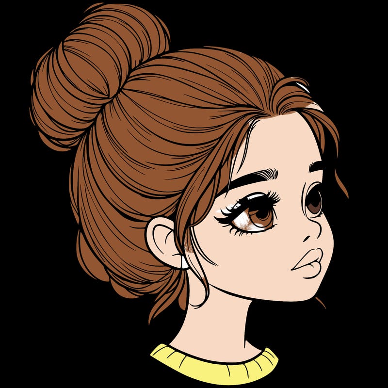 realistic girl with bun