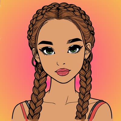 realistic girl with braids