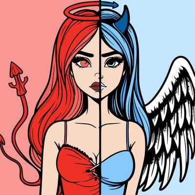devil vs angel realistic girl