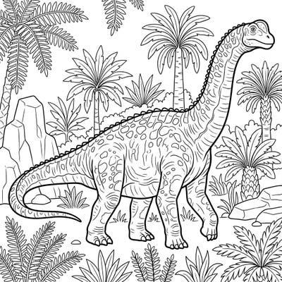 Step back in time and meet the gentle giant, the Camarasaurus, with this captivating coloring page. Perfect for dinosaur enthusiasts, this intricate design invites you to unleash your creativity on a prehistoric landscape.