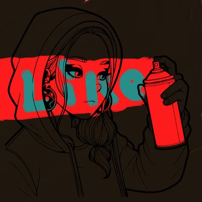 a realistic girl, spray painting