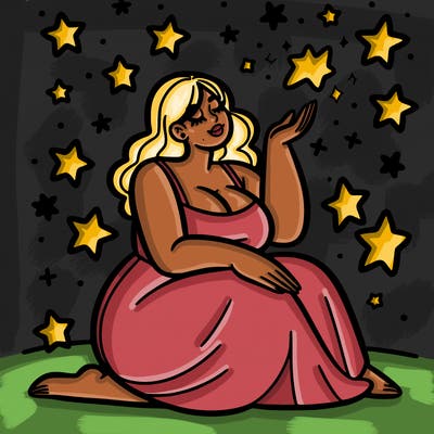 plus size woman looking at stars