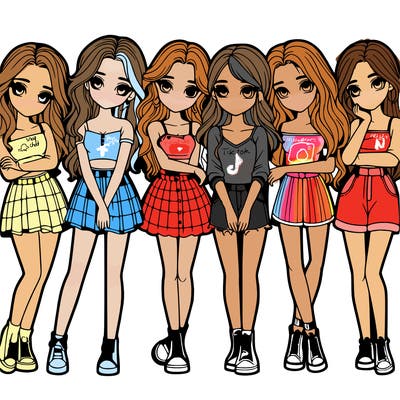 a group of girls realistic