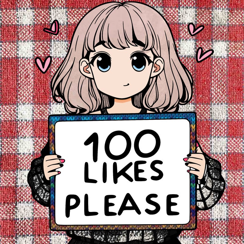a girl holding a sign saying 100 likes please