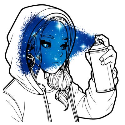a realistic girl, spray painting