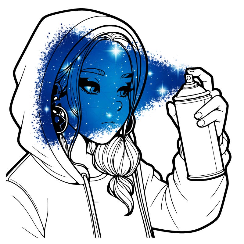a realistic girl, spray painting