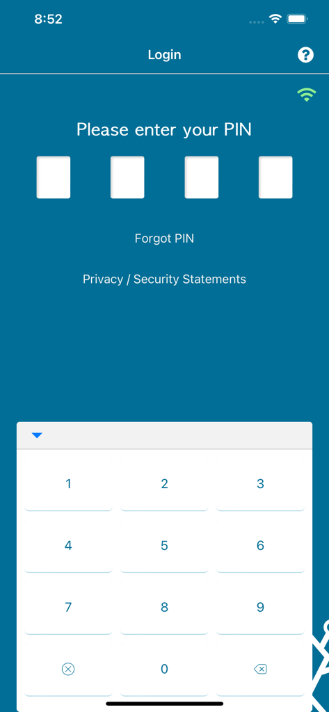 Pathway ePRO - Pathway ePRO アプリの安全なログイン画面。4桁のPIN入力を求める画像