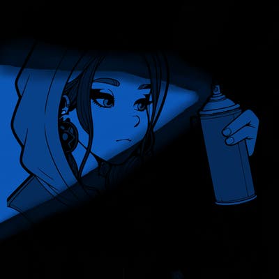 a realistic girl, spray painting