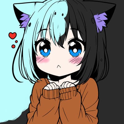 shy anime catgirl