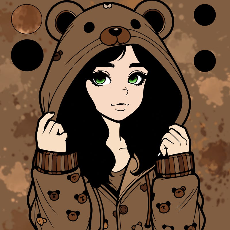 realistic girl in a animal pjs hoodie