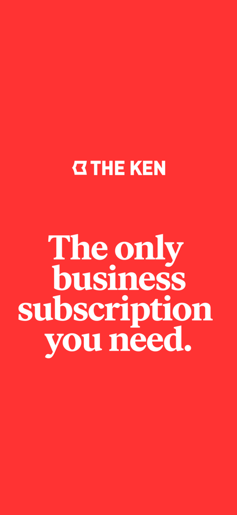 The Ken - The Ken app splash screen with the slogan The only business subscription you need on a red background