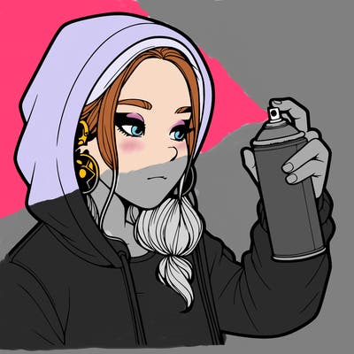 a realistic girl, spray painting