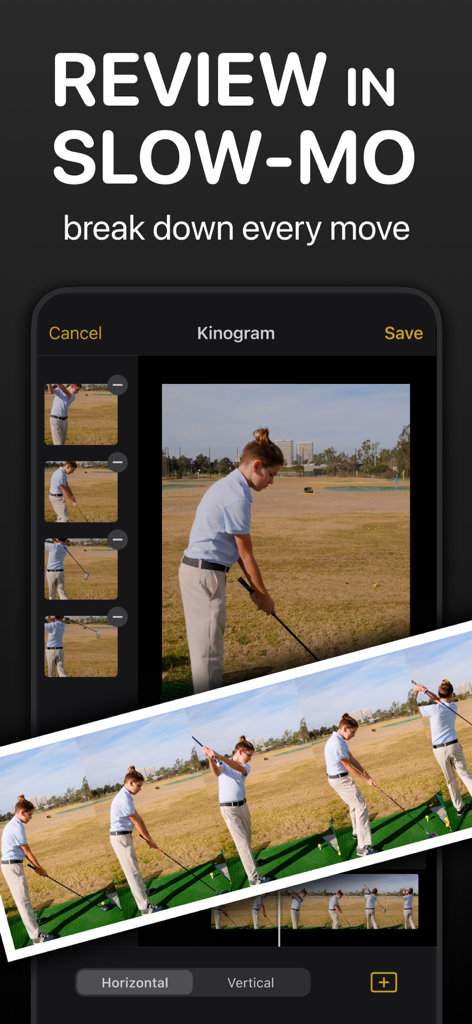 Slow motion video analysis of a golf swing in the Coach Video Analysis app