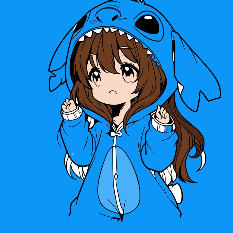 anime girl in a stitch onsie