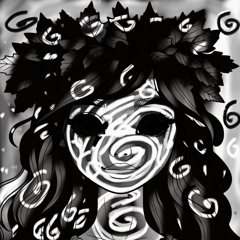 realistic girl with fall leaf crown