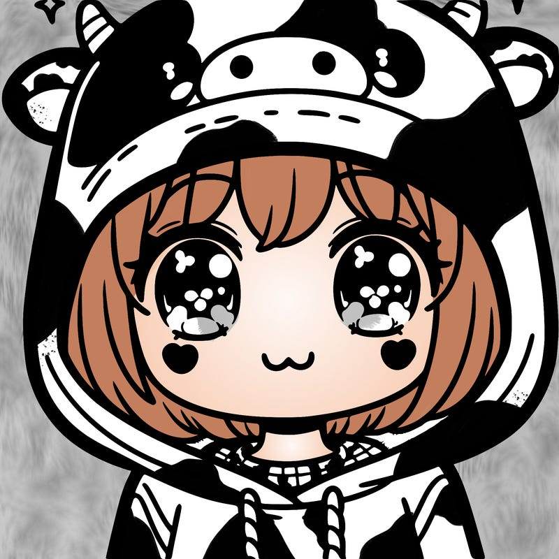 kawaii girl with cow hoodie
