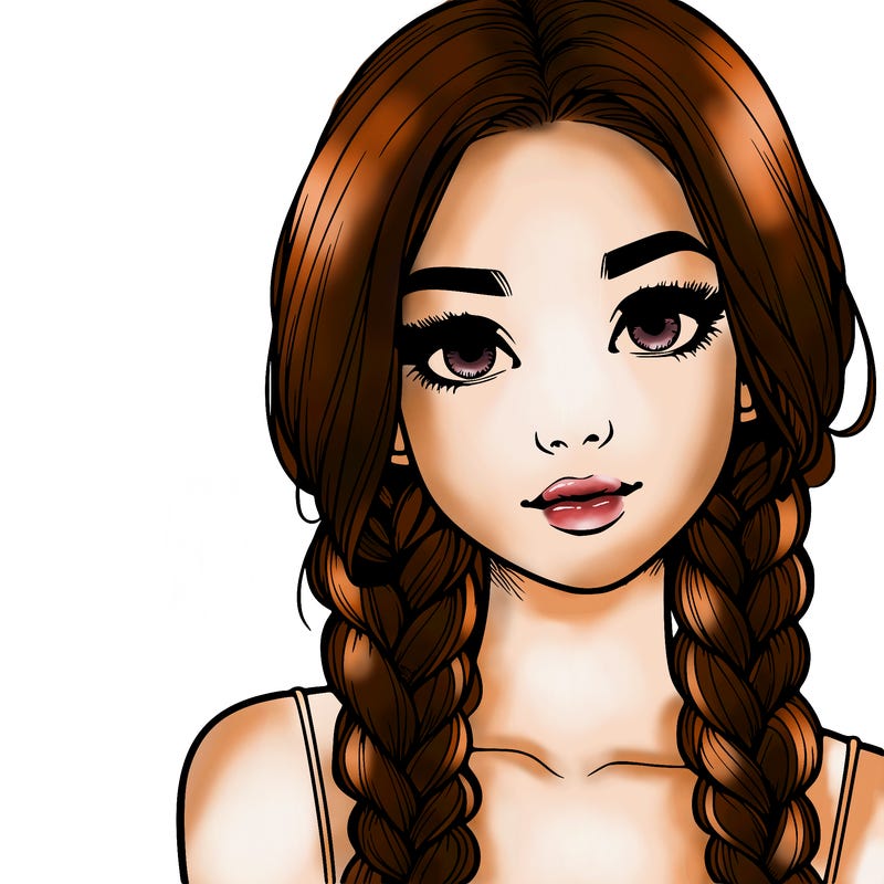 realistic girl with braids